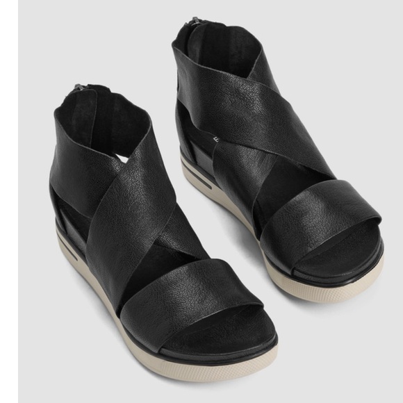 Eileen Fisher Sport Tumbled Leather Sneaker Sandal Black Size 7.5 - Picture 1 of 14